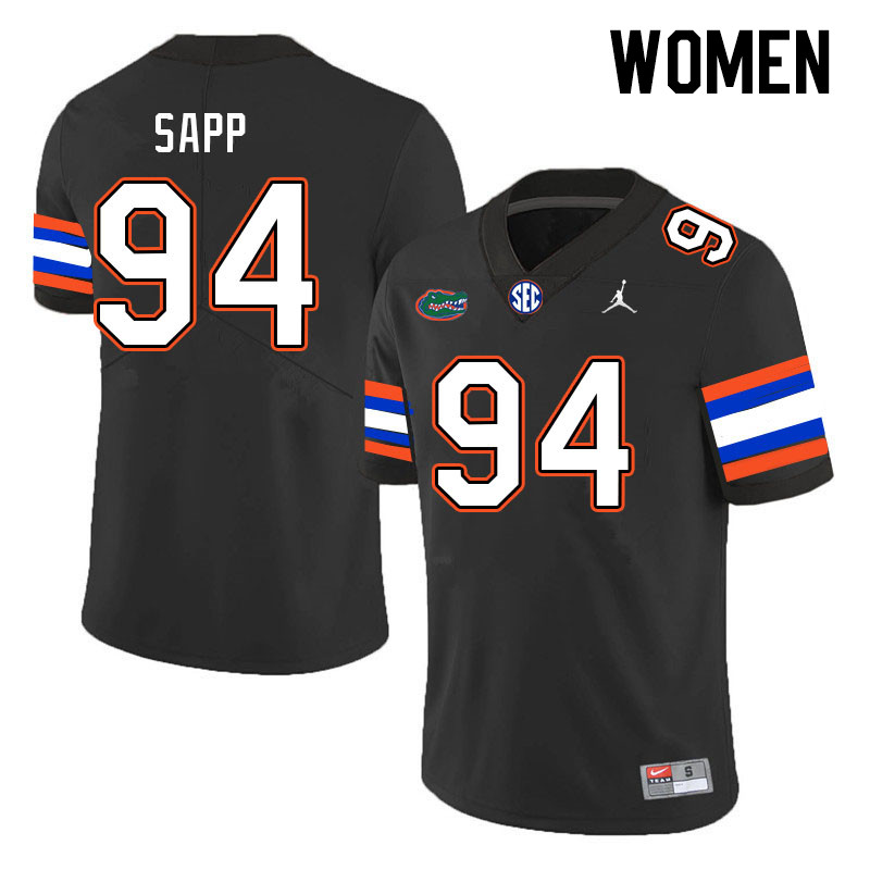 Women #94 Tyreak Sapp Florida Gators College Football Jerseys Stitched-Black - Click Image to Close
